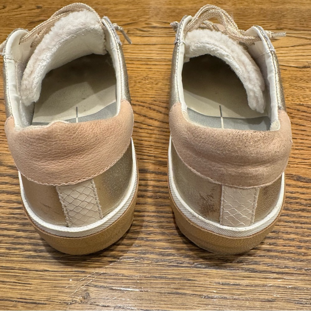 Dolce Vita Zina Plush Sneakers Natural Linen Leather | Size 8 - Picture 7 of 7